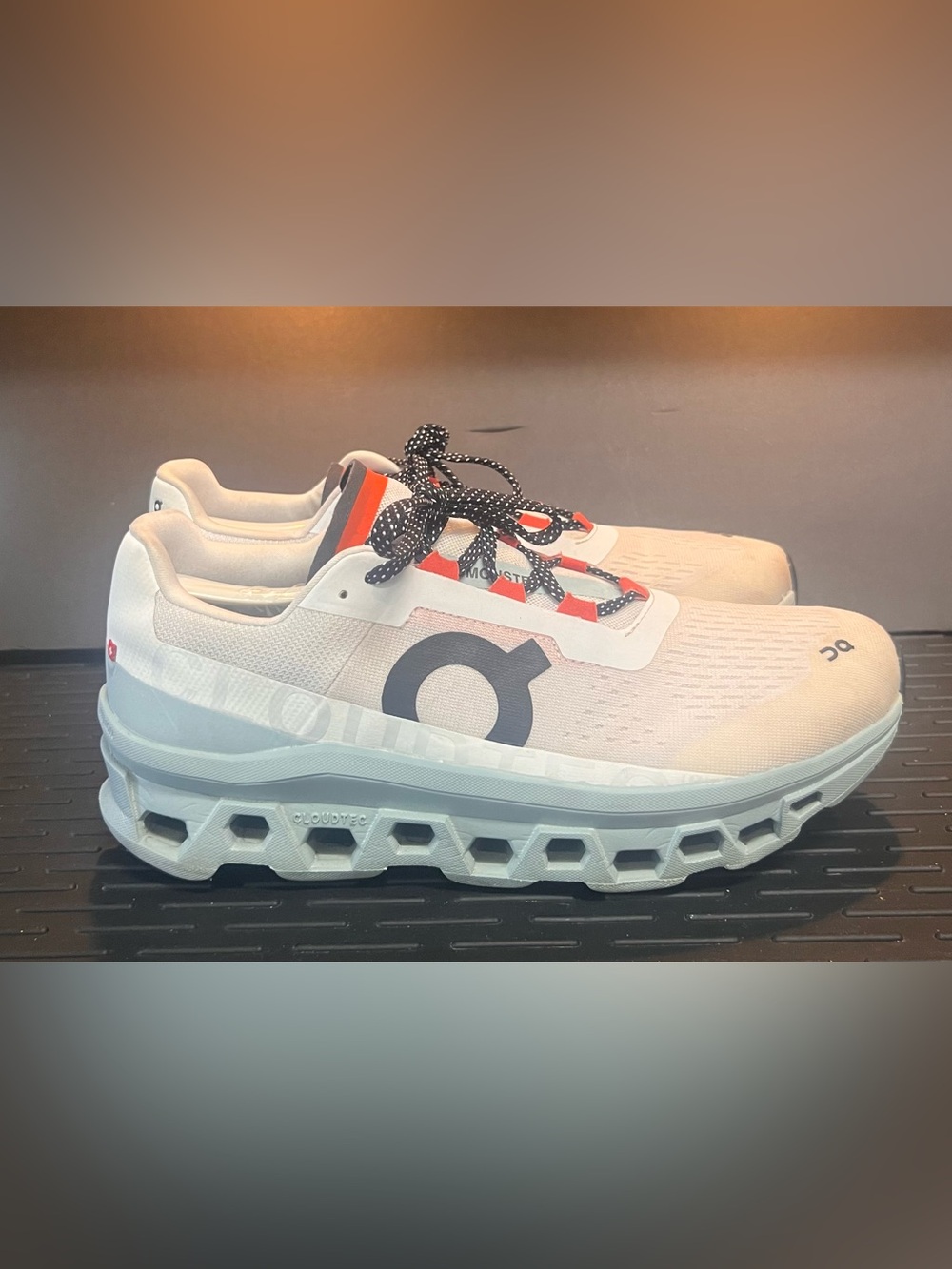 On Running Men's Athletic Shoes - White with Black and Orange Accents